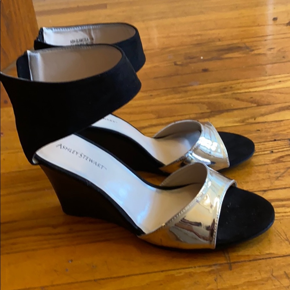 Black & Silver Wedge Heel